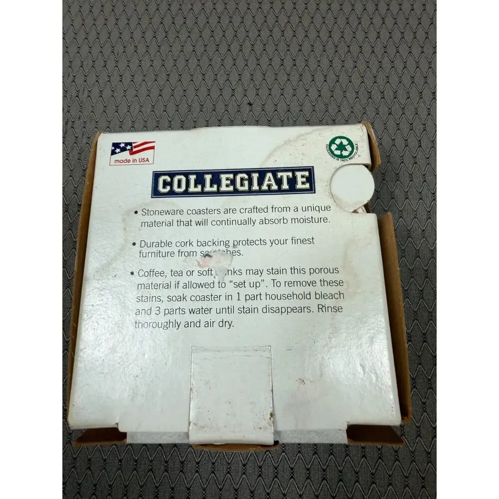 Collegiate Coasters Texas Set of 4 Stoneware Cardboard NEW
